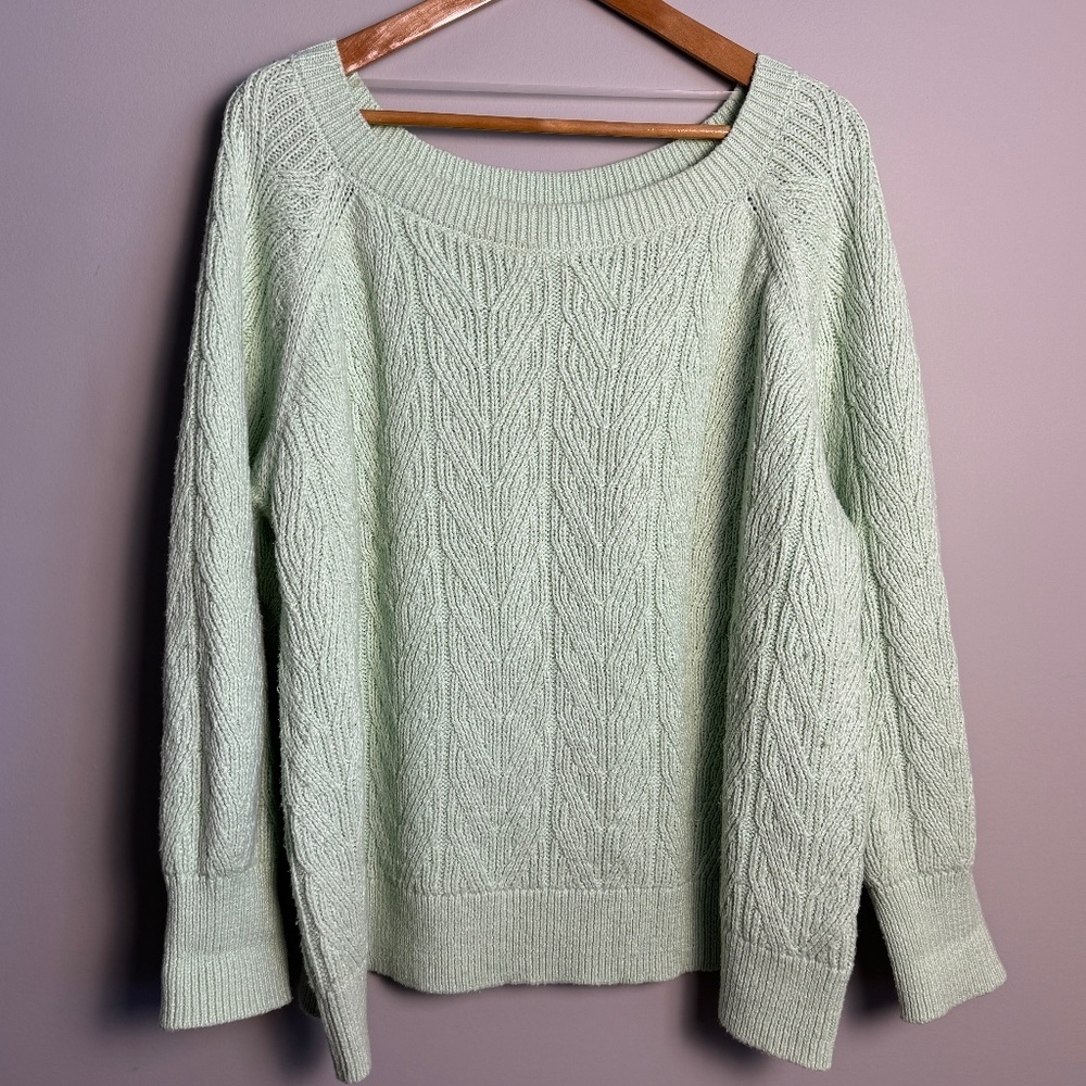 Old Navy Women's Long‎ Sleeve Cable Knit Sweater Peppermint Size 3X